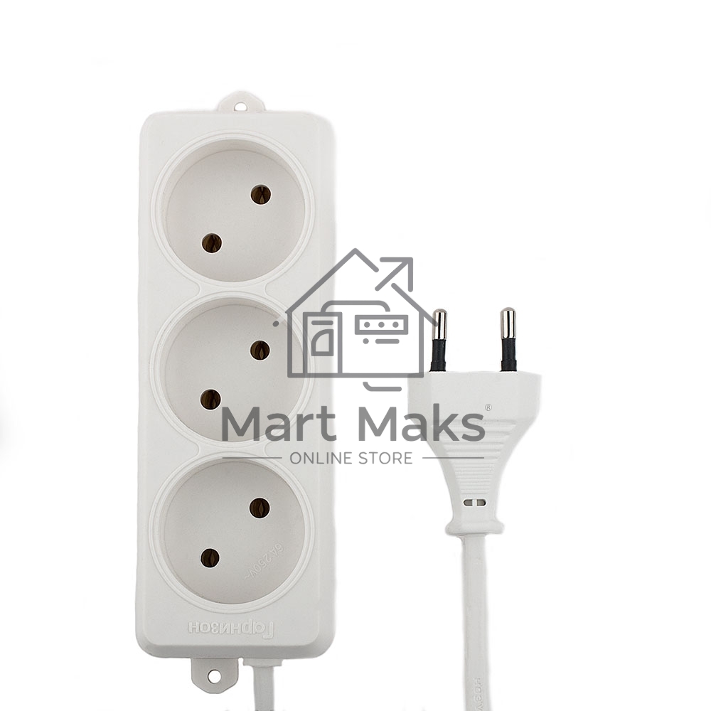 Удлинитель Гарнизон EL-E3-W-3, 3 розетки допустимый ток 6А, длина 3м.