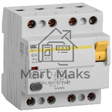 Выключатель дифференциального тока (УЗО) 4п 40А 30мА тип AC ВД1-63 IEK MDV10-4-040-030