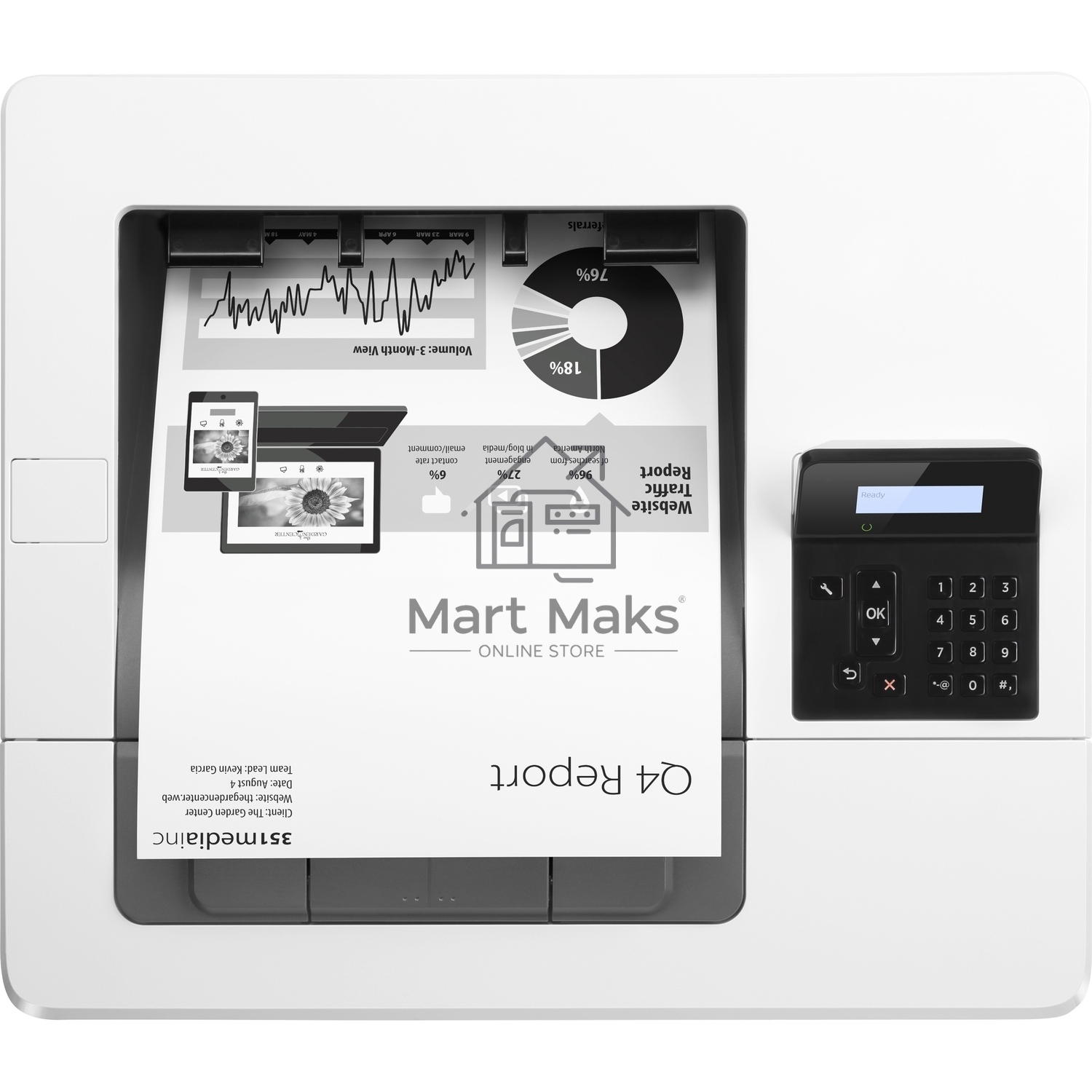 Принтер лазерный HP LaserJet Pro M501dn (J8H61A), A4, ч/б, печ. до 45 стр/мин., 600 x 600 dpi, USB, RJ-45, Air Print