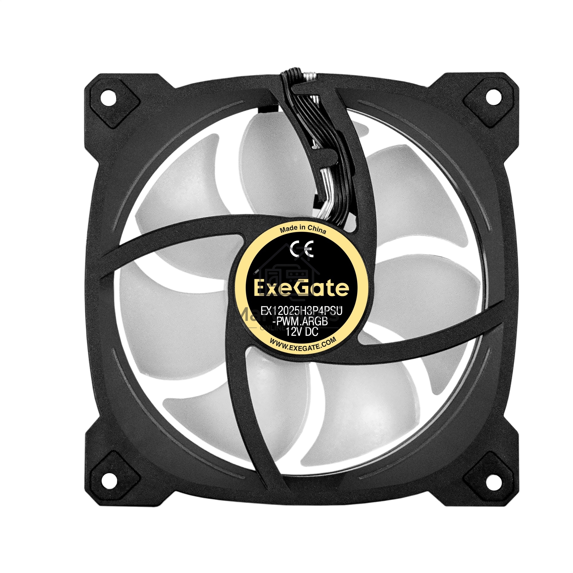 Вентилятор для корпуса ExeGate EX12025H3P4PSU-PWM.ARGB черный, 120 мм, 1800 об/мин, 26 дБ, 4 pin