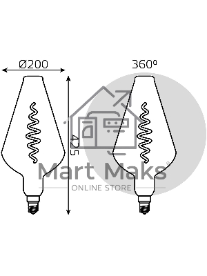 Лампа cветодиодная LED Filament Vase E27 8.5W Gray 165lm 1800K 1/2 180802005 Gauss