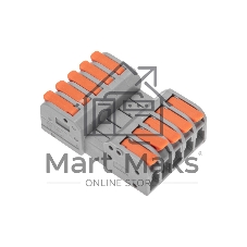 Клемма Rexant СМК 222-425R проходная разъемная 5 полюсов серый 0,2-2,5/4 мм² (блистер 3 шт/уп)