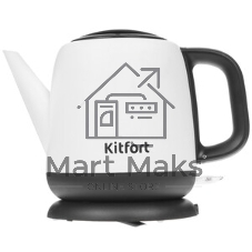 Чайник электрический Kitfort KT-6112 1 л, 1630 Вт, белый/черный (корпус: нержавеющая сталь)