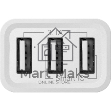 Сетевой адаптер Defender 3xUSB, 5V/3.1А , белый (UPA-31) (83587)