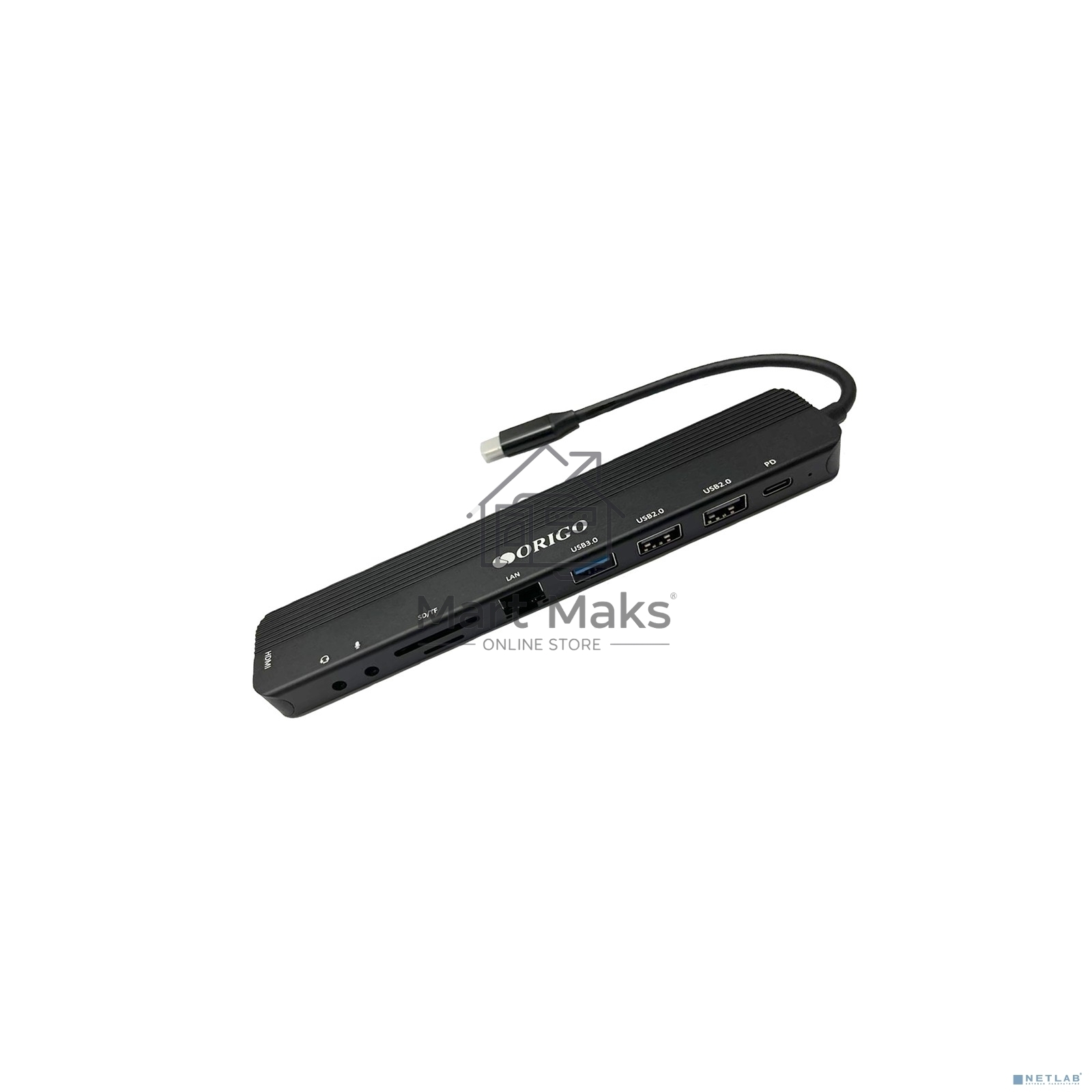 Док-станция USB-C 9-в-1 ORIGO OU3350SNPD/A1A USB 3.0, 2xUSB 2.0, USB-C/PD 3.0, HDMI, Gigabit LAN, SD/TF/microSD, TRRS, Mic