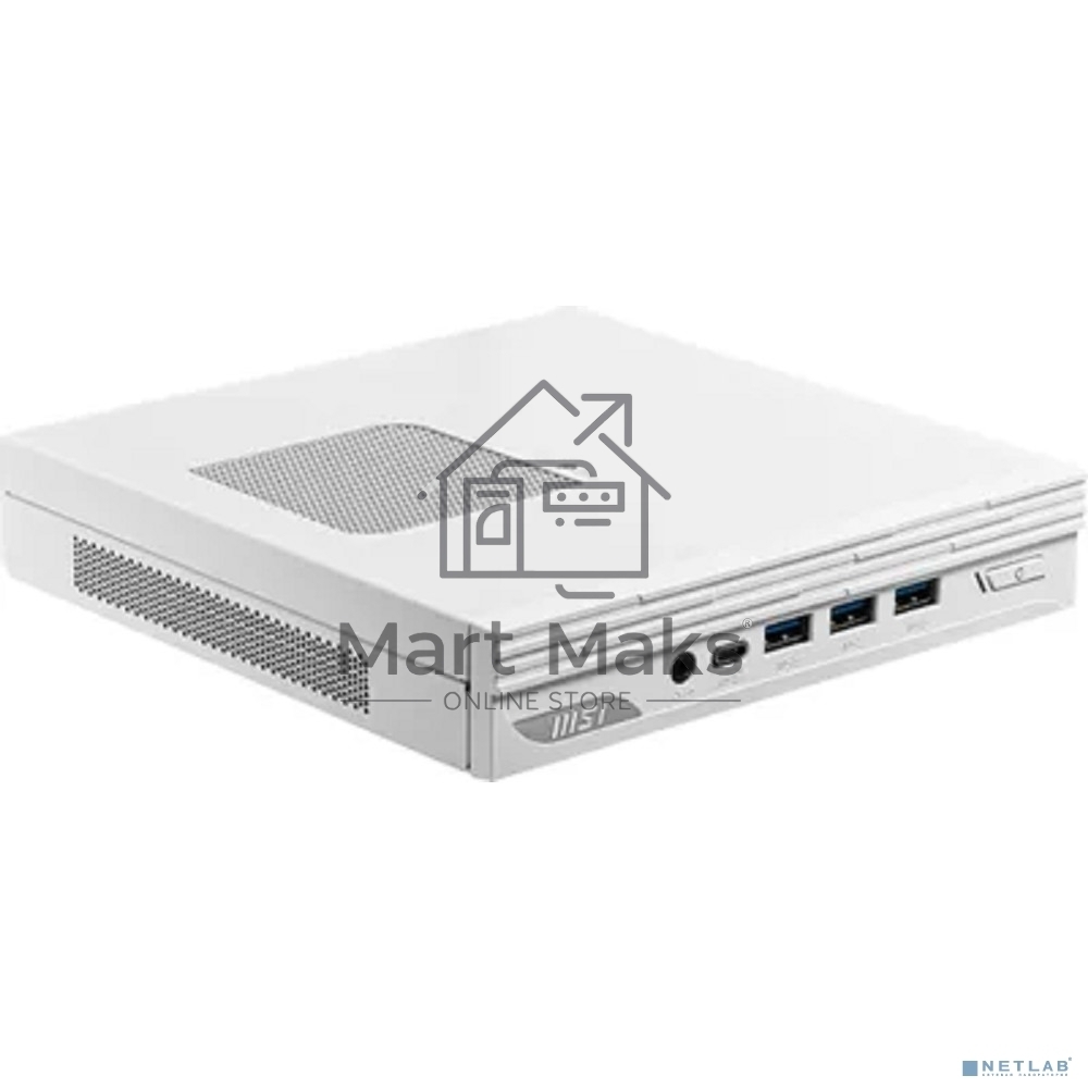Неттоп MSI Pro DP10 12M-221RU i5 1235U (1.3) 16Gb SSD512Gb Iris Xe Windows 11 Professional 2.5xGbitEth WiFi BT 120W белый (9S6-B0A622-221)