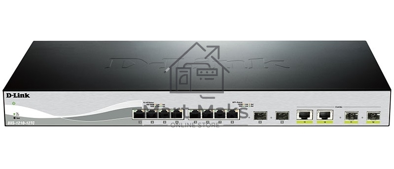 Коммутатор D-Link DXS-1210-12TC, 10 Gigabit Ethernet Smart Switch with 8-port 10GBASE-T + 2-port SFP + 2-port 10GBASE-T/SFP