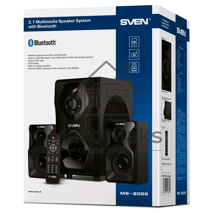 Акустическая система SVEN AC MS-2055, черный (55Вт, FM-тюнер, USB/SD, дисплей, ПДУ, Bluetooth)