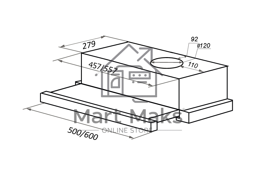 Вытяжка встраиваемая Maunfeld VS Light 60 белый, 60 см, 520 куб. м/ч, 56 дБ