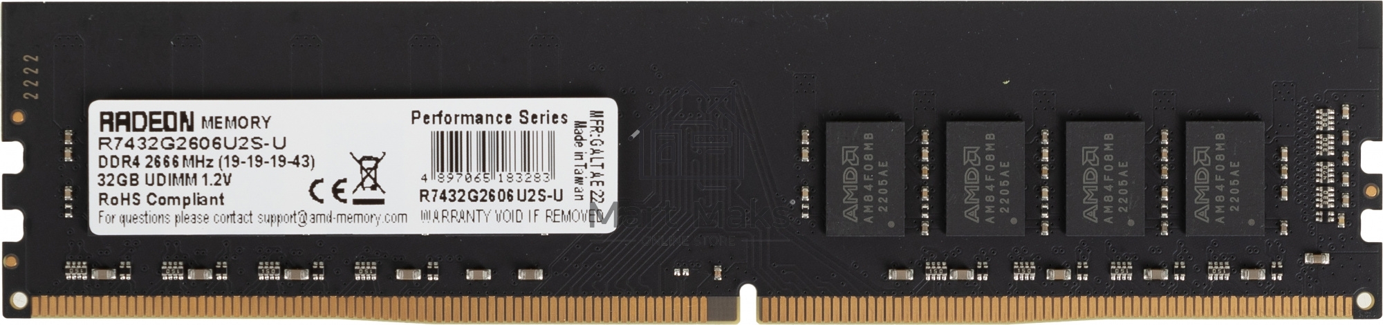 Оперативная память AMD Radeon R7, DDR4, 32GB (1x32GB), 2666MHz, CL19, DIMM