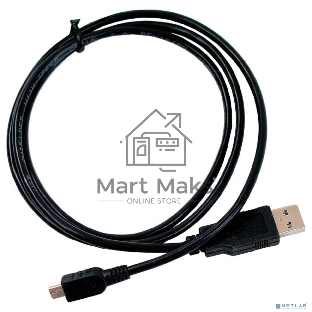 Кабель USB 2.0 A-->mini-B 5P (1м) черный TELECOM/VCOM <TC6911BK-1.0M>