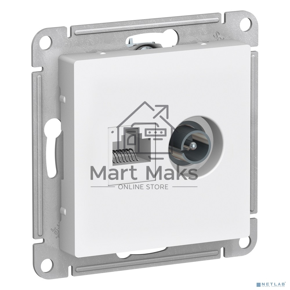Механизм розетки 2-м ATLAS DESIGN комп. RJ45 кат.5E+TV бел. SchE ATN000189
