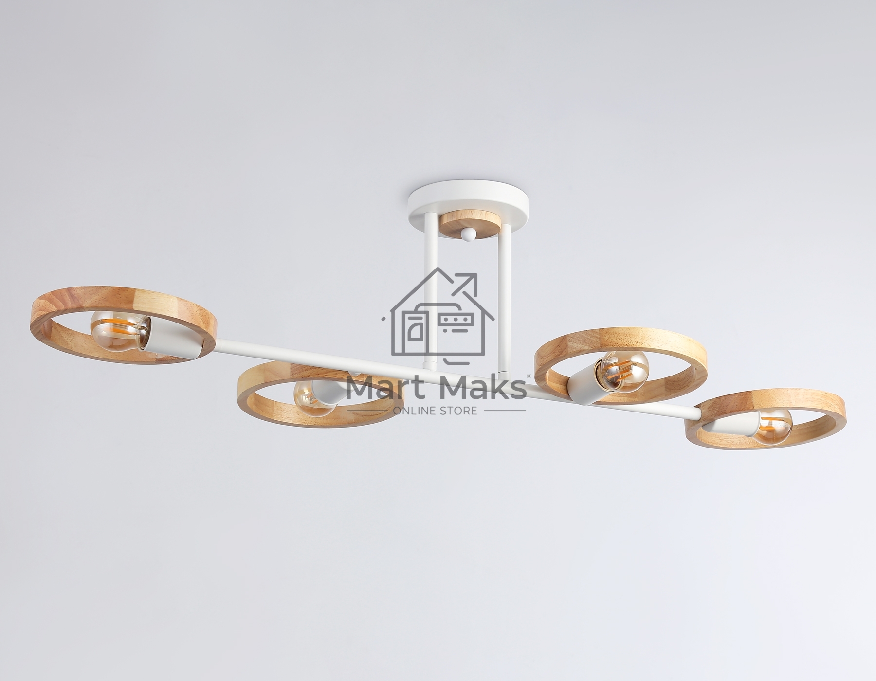 Светильник Ambrella light TR8247/4 WH/LWD белый/светлое дерево E27/4 max 40W 840*360*220