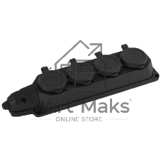 Колодка AY-KA ОУ 4-ая каучук с/з 16A IP44 черная (5540000)