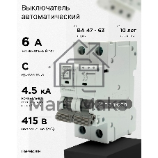 Автоматический выключатель Гарнизон CB-4763-2-06-4.5-C, ВА 47-63, 2P, 6А, 4.5kA (C)