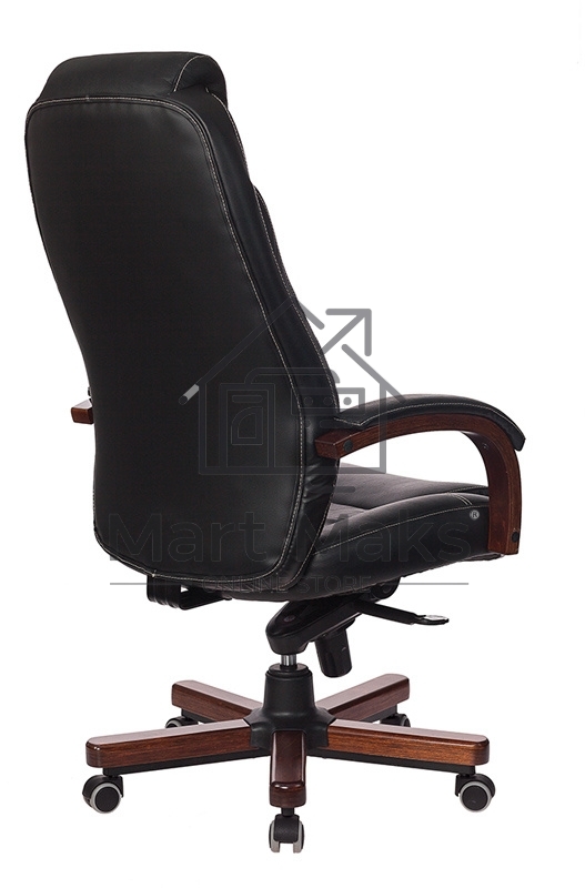 Кресло руководителя Бюрократ T-9923WALNUT/BLACK черный, кожа, крестовина дерево
