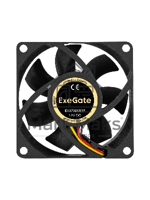 Вентилятор для корпуса ExeGate EX07025B3P черный, 70 мм, 4000 об/мин, 40.5 дБ, 3 pin