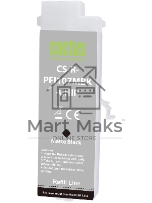Картридж перезаправляемый струйный Cactus CS-R-PFI107MBK-CHIP (260мл) для Canon imageProGRAF iPF670/680/685/770/780/785 с чипом