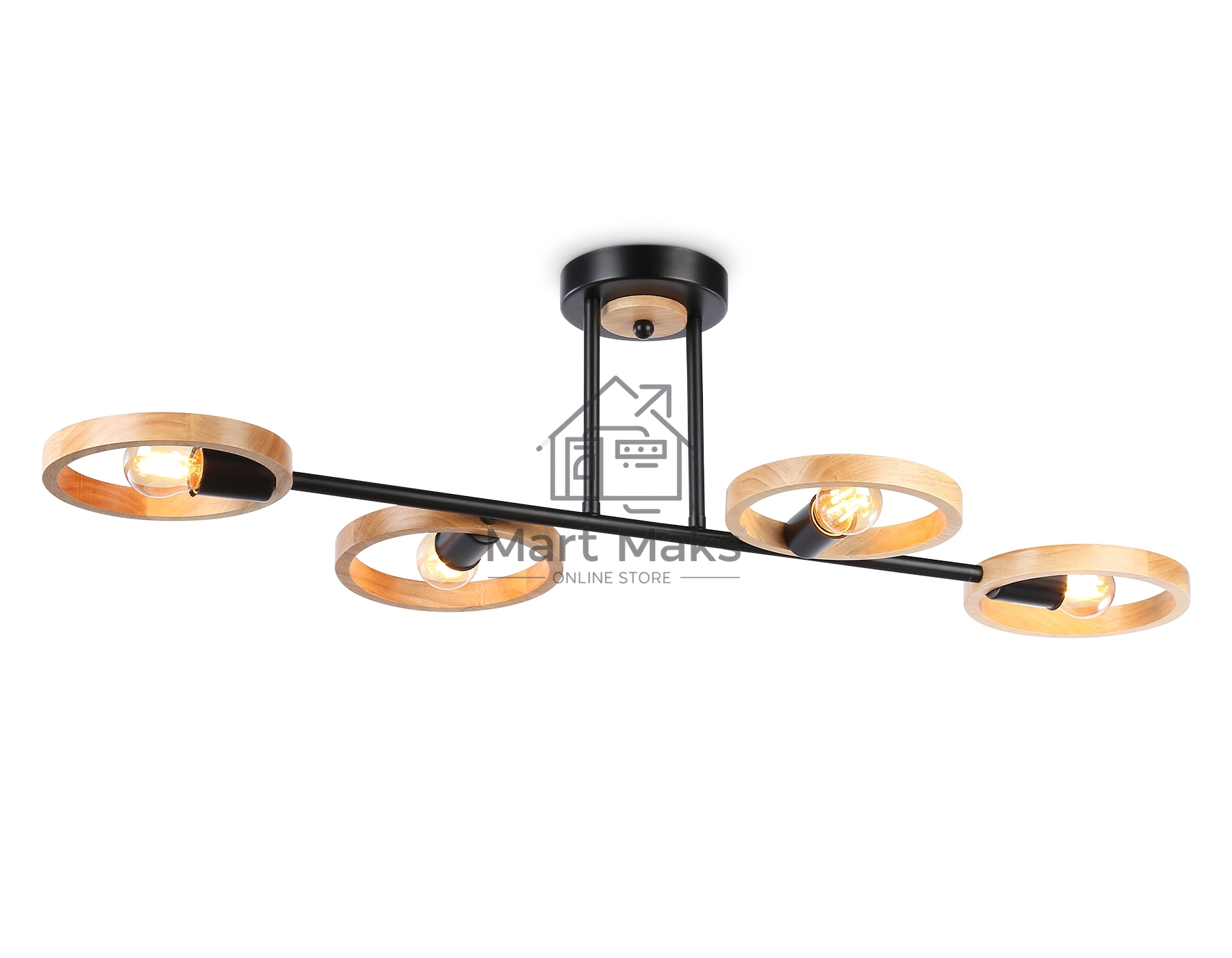 Светильник Ambrella light TR8248/4 BK/LWD черный/светлое дерево E27/4 max 40W 840*360*220