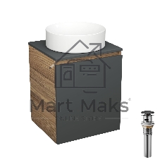 Тумба Bau Dream Blackwood 50 графит, раковина BAU Dream круглая D41, выпуск клик клак, черный