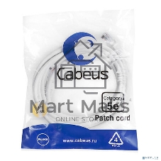 Шнур коммутационный Cabeus, Cat.5e, неэкр., U/UTP, RJ45/RJ45, PVC, AWG24, 3м, белый
