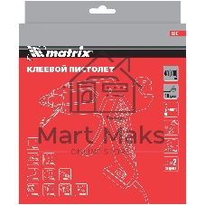 Клеевой пистолет Matrix 11 мм, 40 (100) Вт, 18 г/мин, выключатель и индикатор напряжения