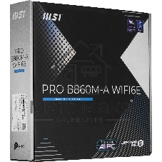 Материнская плата MSI PRO B860M-A WIFI6E, LGA1851, Intel B860, 4xDDR5, 4xSATA, 3xM.2 PCIe, 4xPCIe x16 (1x5.0 x16, 3x4.0), 1xHDMI, 1xDisplayPort, 1x 5Gb LAN, 6xUSB (2xUSB 2.0, 2xUSB 5Gbps Type-A, 1xUSB 5Gbps Type-C, 1xUSB 10Gbps Type-A), 3x3.5 мм, 7.1, mATX
