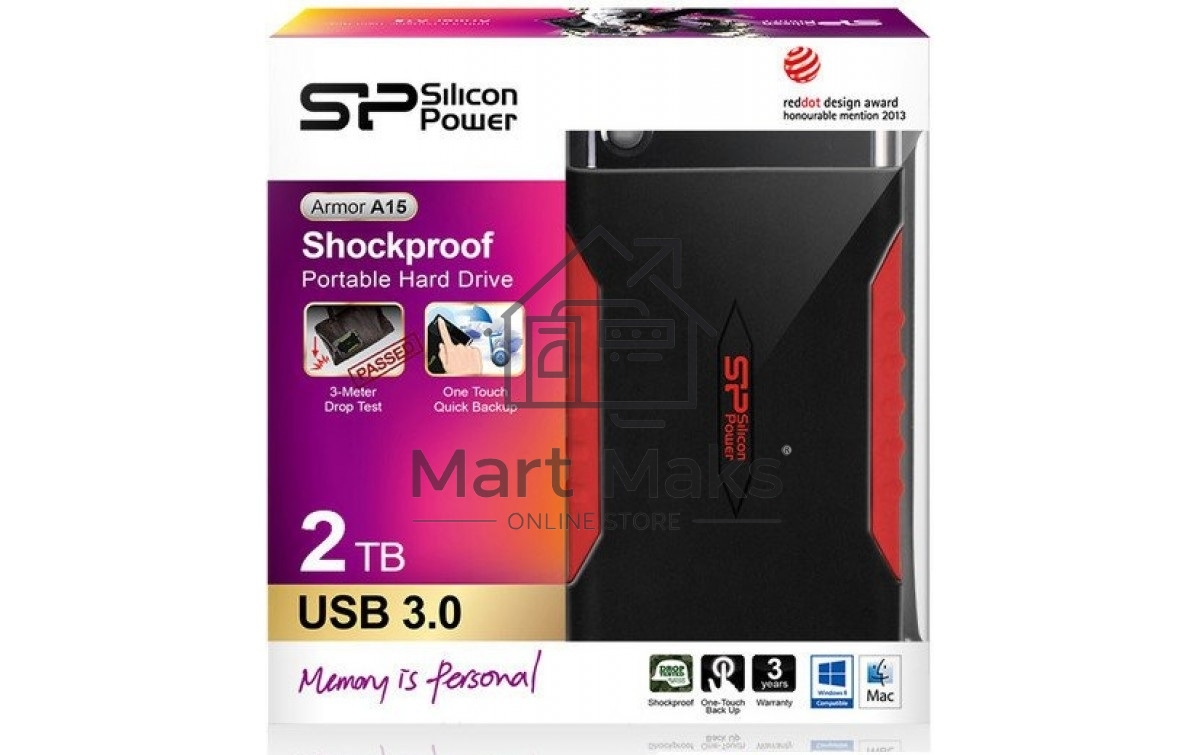 Внешний жесткий диск Silicon Power USB 3.0 2Tb SP020TBPHDA15S3L A15 Armor 2.5