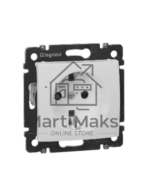 Розетка электрическая Valena с заземлением и шторками (белая) Legrand 774421