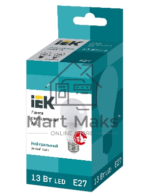 Лампа cветодиодная Iek LLE-A60-13-230-40-E27 ECO A60 шар 13Вт 230В 4000К E27 IEK