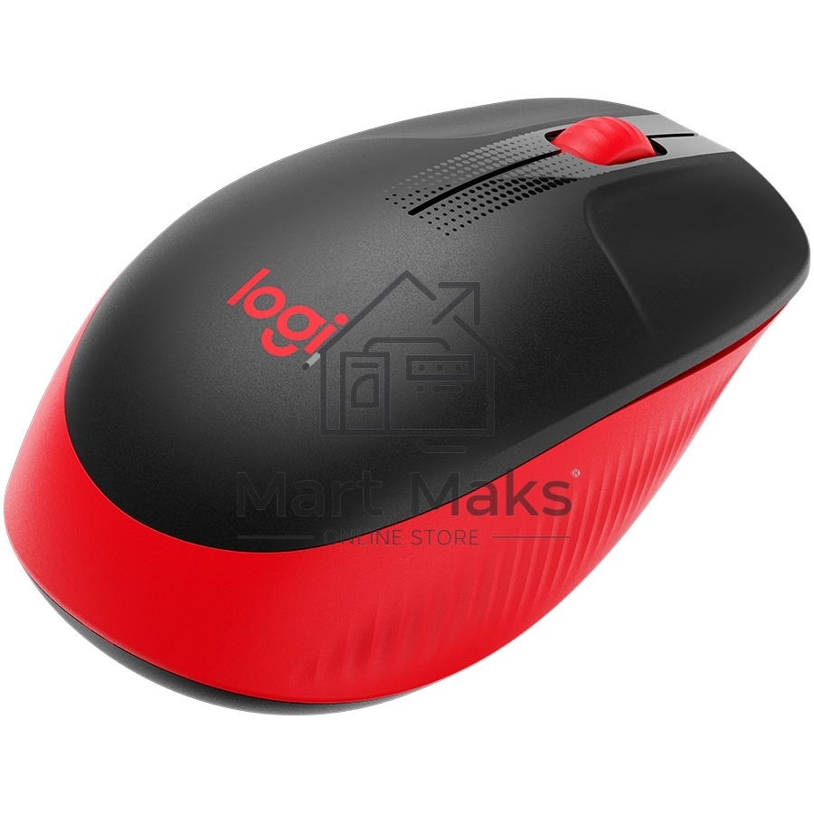Мышь беспроводная Logitech M190 черный/красный, 1000 dpi, радиоканал, USB, кнопки - 3