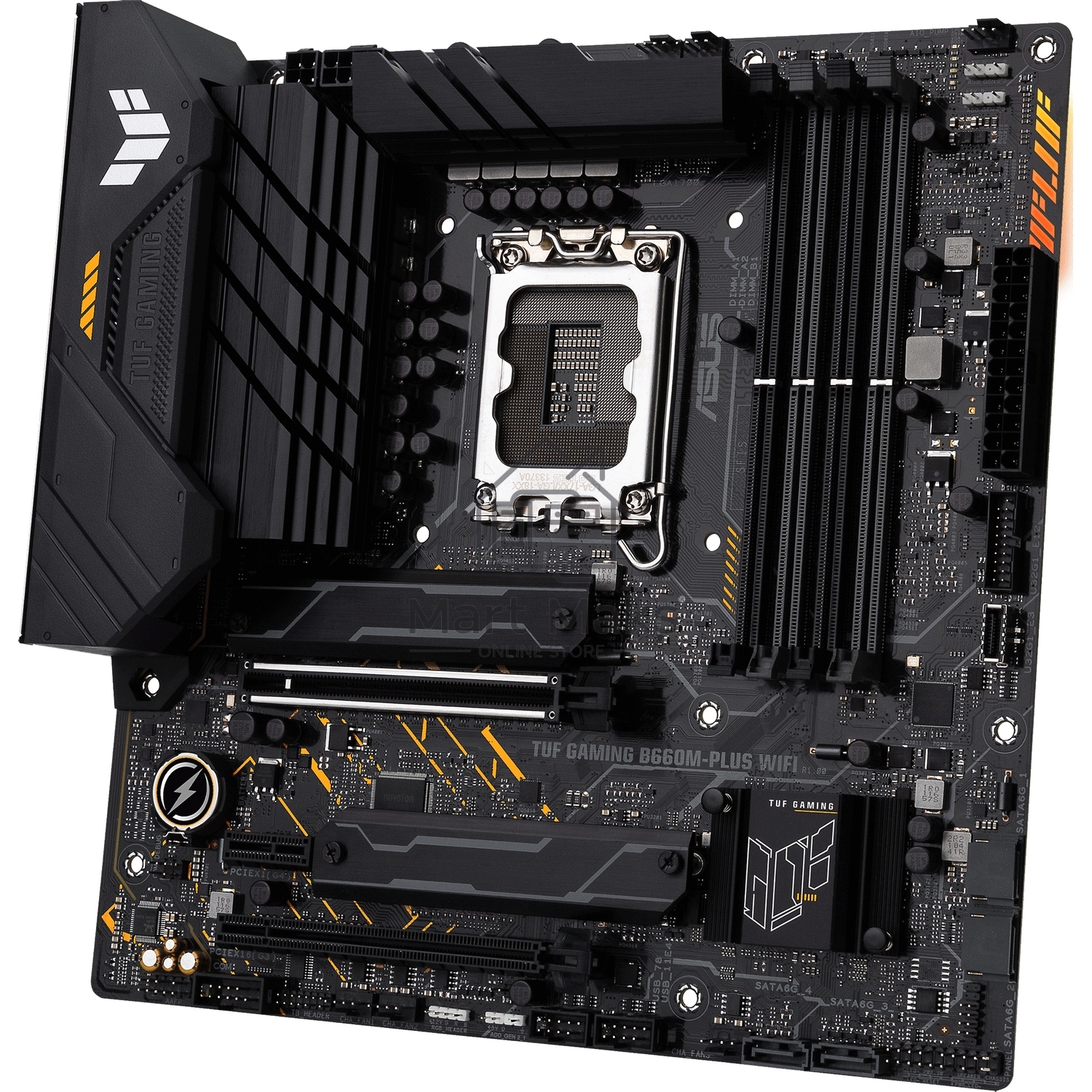 Материнская плата ASUS TUF GAMING B660M-PLUS WIFI, LGA 1700, Intel B660, 4xDDR5, 4xSATA, 2xM.2, 1xPCIe 5.0 x16, 1xPCIe 3.0 x4, 1xPCIe x1, 1xDP, 1xHDMI, 1x 2.5Gb LAN, 4xUSB-A 3.2 Gen 2, 1xUSB-A 3.2 Gen 1, 2xUSB 2.0, 1xUSB-C 3.2 Gen 2x2, 5x3.5 мм, 7.1, mATX
