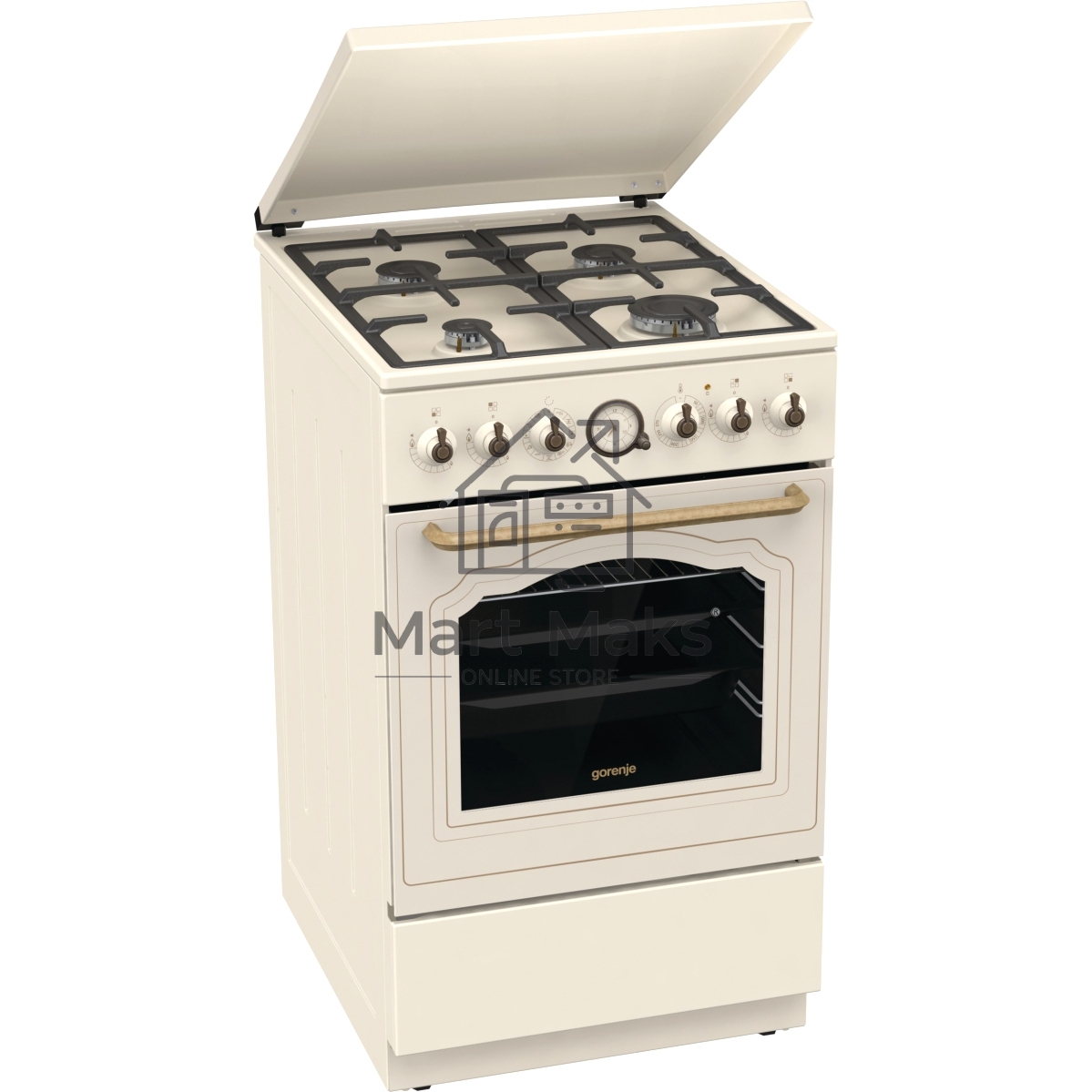 Плита комбинированная Gorenje GKS5B70CLI бежевый, конфорок 4 газовых, духовка 70 л, 50 см x 85 см x 59.4 см