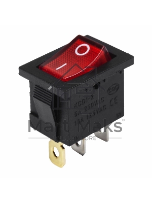 Выключатель клавишный Rexant 24V 15А (3с) ON-OFF красный с подсветкой Mini