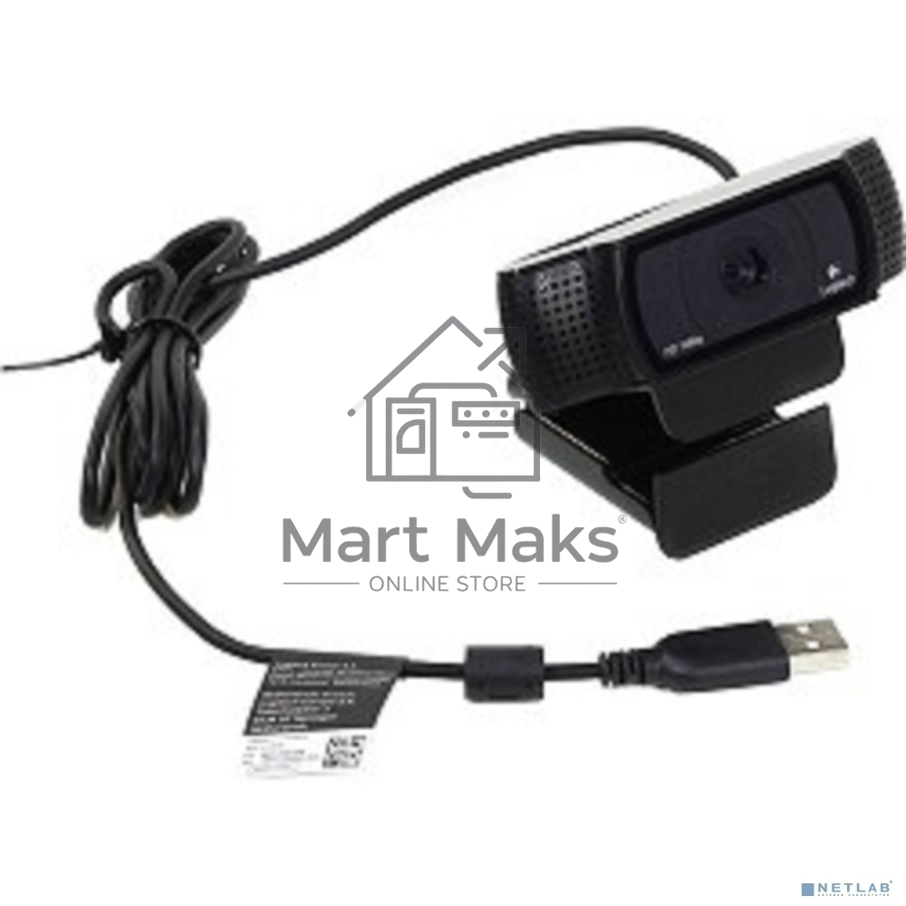 Веб-камера Logitech C920 HD Pro Webcam (Full HD 1080p/30fps, автофокус, угол обзора 78°, стереомикрофон, кабель 1.5м) (арт. 960-000998, M/N: VU0062)