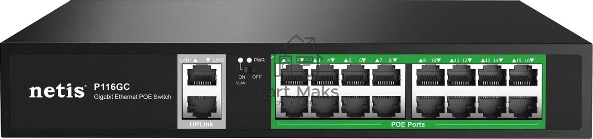 Коммутатор 16PORT 10/100M 16POE+2XGE+SFP P116GC NETIS