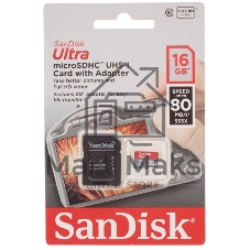 Флеш карта Sandisk Ultra microSDHC 16Gb 80Mb/s Class 10
