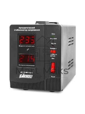 Стабилизатор напряжения Powerman AVS 500D черный (500ВА, 5А, КПД 98%, циф. индикация вх./вых. напряж.)