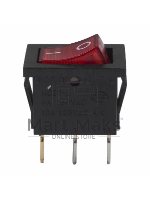 Выключатель клавишный Rexant 24V 15А (3с) ON-OFF красный с подсветкой Mini