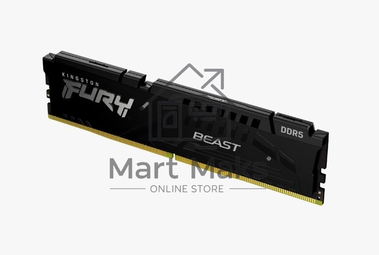 Оперативная память Kingston Fury Beast, DDR5, 16GB (1x16 GB), 5200 MHz, CL40, DIMM, с радиатором, черный