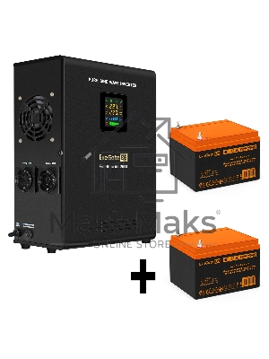 Комплект ИБП EX296002RUS + батарея 26Aч EX285663RUS 2шт (инвертор, синус, для котла, настенный) ExeGate FineSine SX-2500.LCD.AVR.2SH <2500VA/1800W, чистая синусоида, цветной LCD-дисплей, AVR, 2*Schuko, линейно-интерактивный, крепление настенное/универсаль