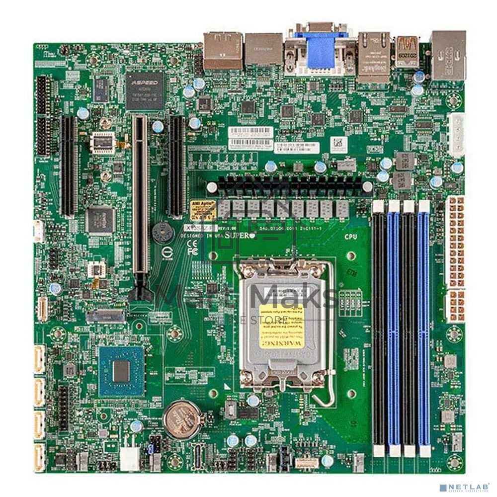 Материнская плата серверная Supermicro MBD-X13SAZ-F-B, LGA 1700, Intel R680E, 4xDDR5 ECC/non-ECC, 4xSATA-III, 1xM.2 PCIe x4, 1xPCI-E 5.0 x16, 2xPCI-E x4, 2x2.5Gb LAN, 4xUSB-A 3.2 Gen 2, 1xD-Sub, 1xDVI-D, 1xHDMI, 1xDisplayPort, 7.1, Micro-ATX