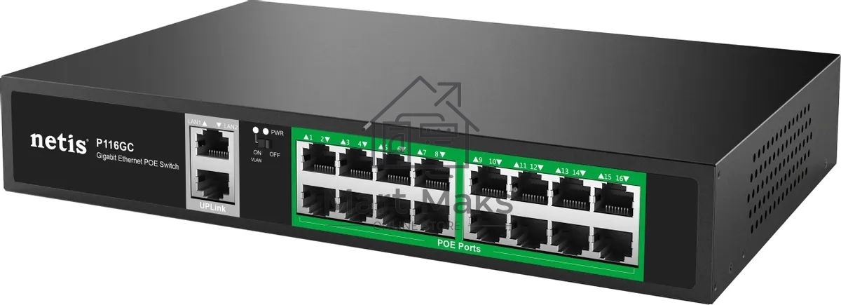 Коммутатор 16PORT 10/100M 16POE+2XGE+SFP P116GC NETIS