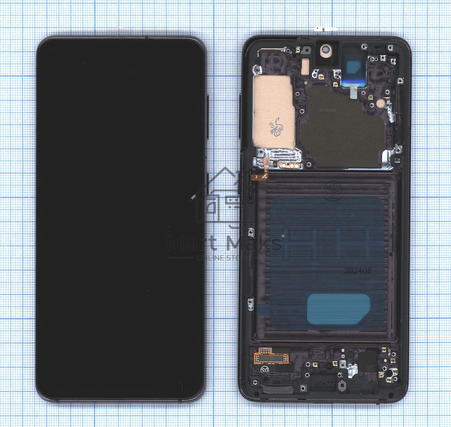 Дисплей для Samsung Galaxy S21 5G SM-G991B в сборе с тачскрином и рамкой TFT серый