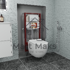 Комплект BAU 6 в 1: рамная инсталляция BAU NEO 45 для подвесного унитаза, унитаз подвесной безободковый Bau Dream 53, сиденье дюропласт микролифт, клавиша смыва BAU Pulse, белая/вставка хром