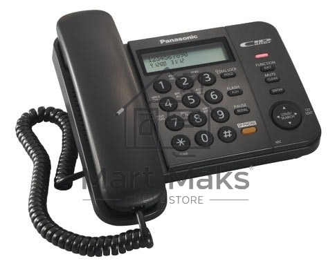Телефон проводной Panasonic KX-TS2358RUB черный АОН,Caller ID,ЖКД,блокировка набора,выключение микрофона,кнопка 