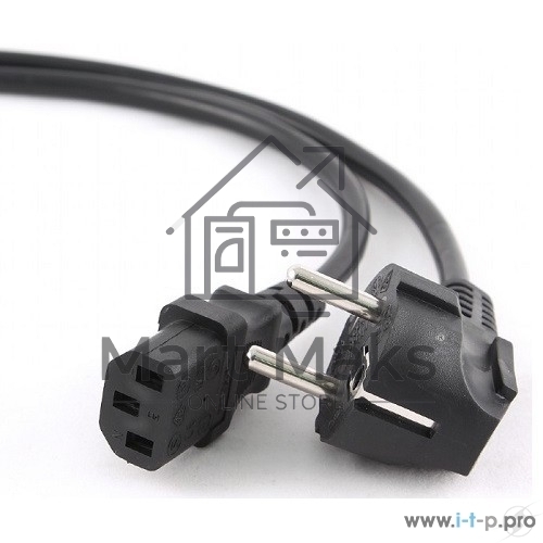 Кабель питания Cablexpert PC-186-1-5M, 5м, Schuko- C13, 3x1кв.мм, черный, с заземлением, пакет
