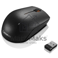 Мышь беспроводная Lenovo 300 черный, 1000 dpi, радиоканал, USB, кнопки - 3