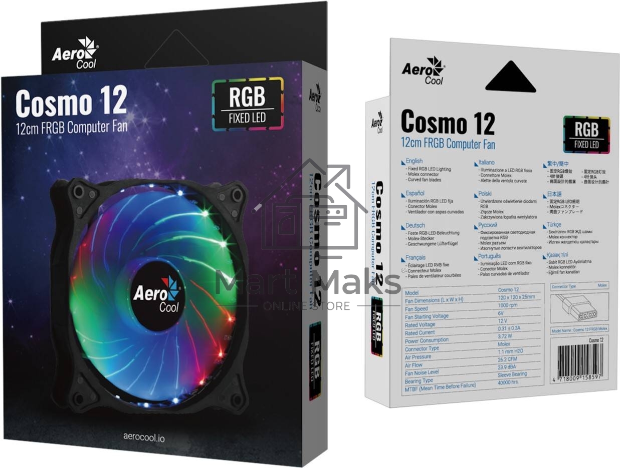 Вентилятор Aerocool / Formula Cosmo 12 черный, 120 мм, 1000 об/мин, 23.9 дБ, 4 pin