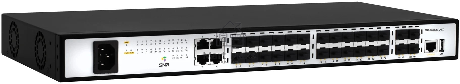 Управляемый коммутатор уровня SNR 2+, 20 портов 100/1000Base-X SFP, 4 порта Combo 10/100/1000Base-T100/1000Base-X SFP, 4 порта 1/10G SFP+, встроенный БП ~220V AC